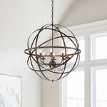 8 - Light Modern Farmhouse Circle Crystal Orb Chandelier - LightfixturesUAE