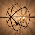 8 - Light Modern Farmhouse Circle Crystal Orb Chandelier - LightfixturesUAE
