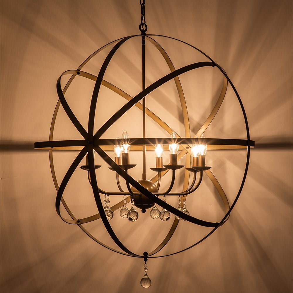 8 - Light Modern Farmhouse Circle Crystal Orb Chandelier - LightfixturesUAE