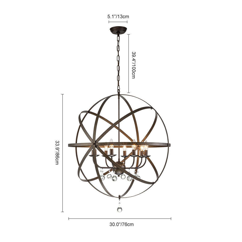 8 - Light Modern Farmhouse Circle Crystal Orb Chandelier - LightfixturesUAE