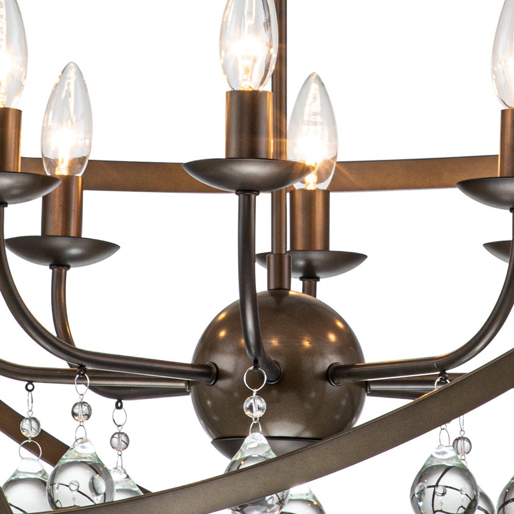 8 - Light Modern Farmhouse Circle Crystal Orb Chandelier - LightfixturesUAE