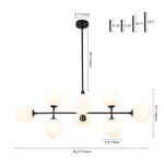 8 - Light Modern Sputnik Opal Globes Linear Chandelier - LightfixturesUAE