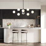 8 - Light Modern Sputnik Opal Globes Linear Chandelier - LightfixturesUAE
