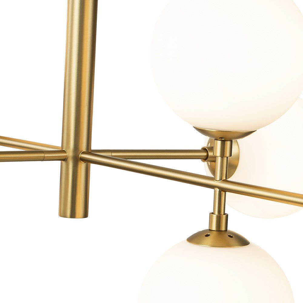 8 - Light Modern Sputnik Opal Globes Linear Chandelier - LightfixturesUAE