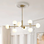 8 - Light Modern Sputnik Opal Globes Linear Chandelier - LightfixturesUAE