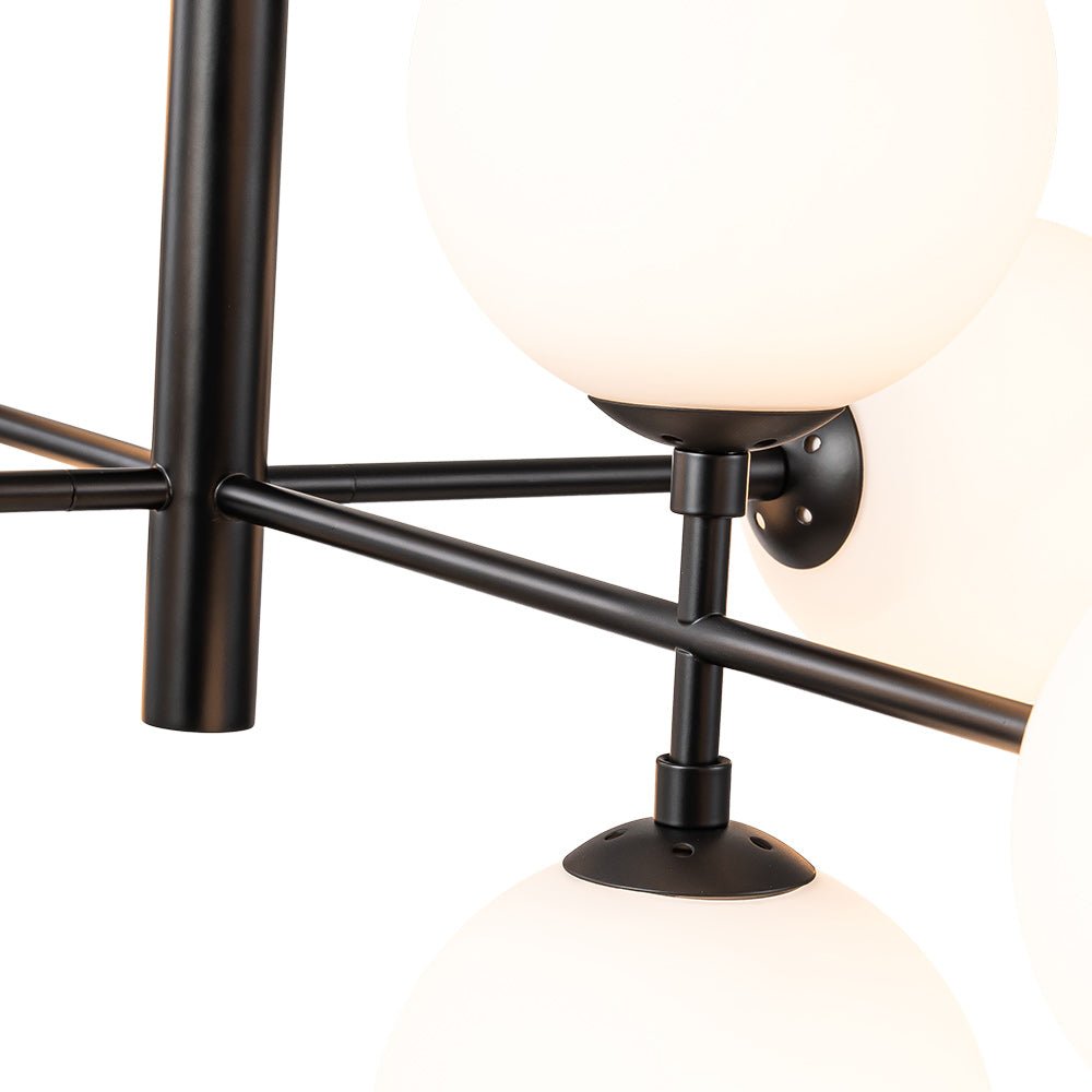 8 - Light Modern Sputnik Opal Globes Linear Chandelier - LightfixturesUAE
