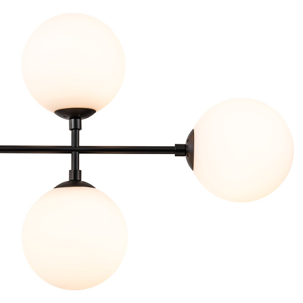 8 - Light Modern Sputnik Opal Globes Linear Chandelier - LightfixturesUAE