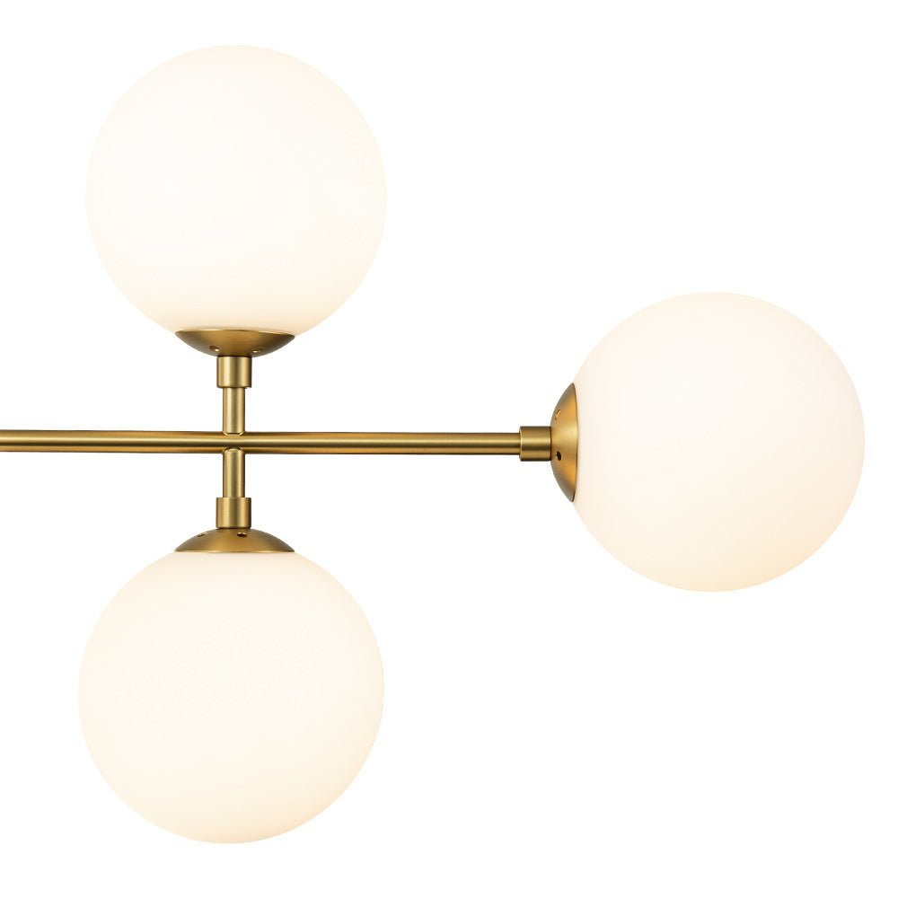 8 - Light Modern Sputnik Opal Globes Linear Chandelier - LightfixturesUAE