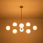 8 - Light Modern Sputnik Opal Globes Linear Chandelier - LightfixturesUAE