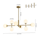 8 - Light Modern Sputnik Opal Globes Linear Chandelier - LightfixturesUAE