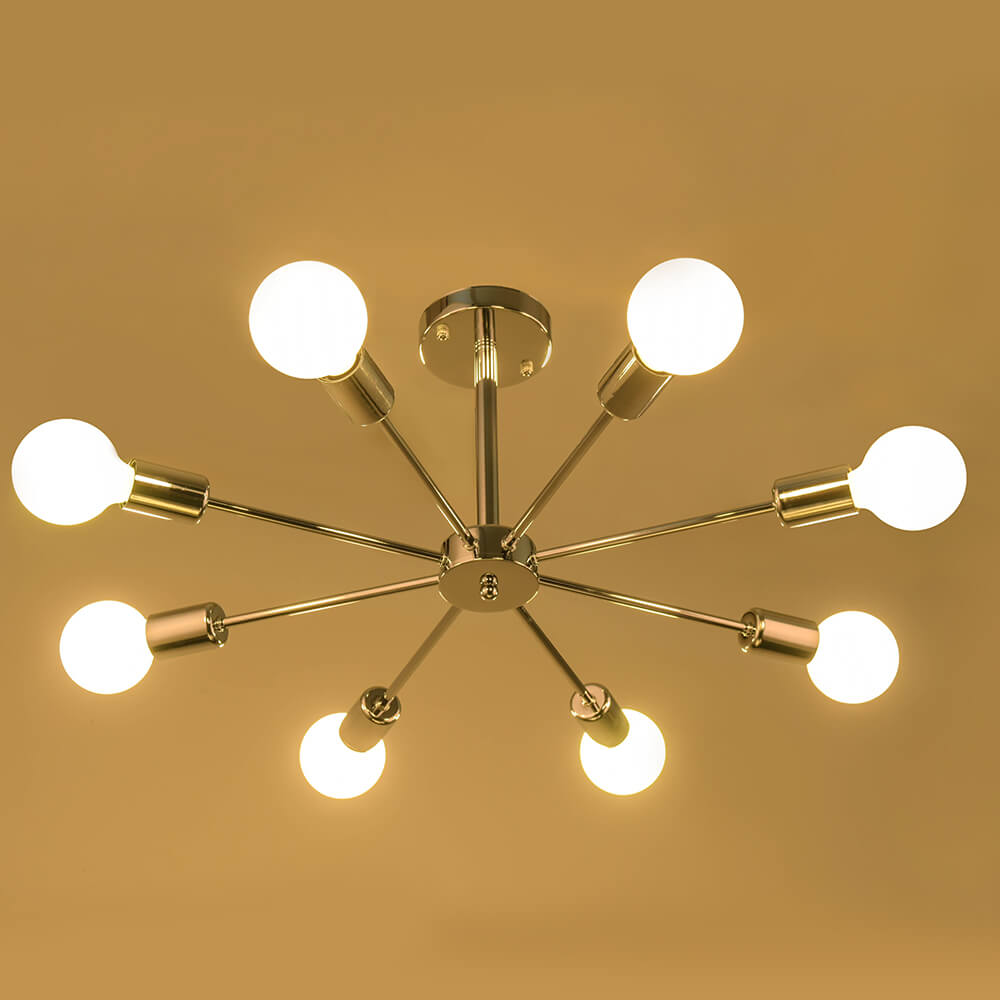 8 - Light Sputnik Chandelier Semi - flush Ceiling Light - LightfixturesUAE