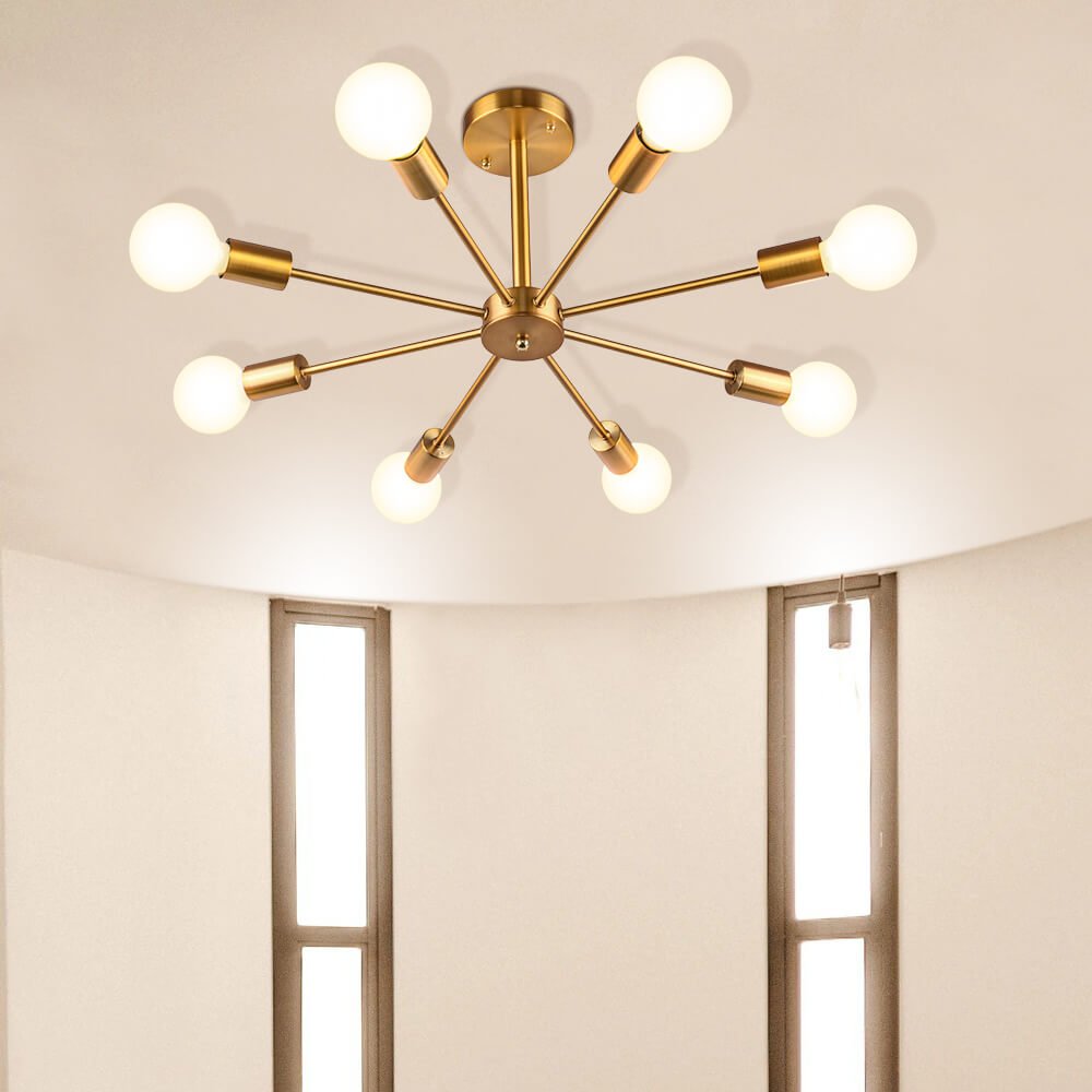8 - Light Sputnik Chandelier Semi - flush Ceiling Light - LightfixturesUAE