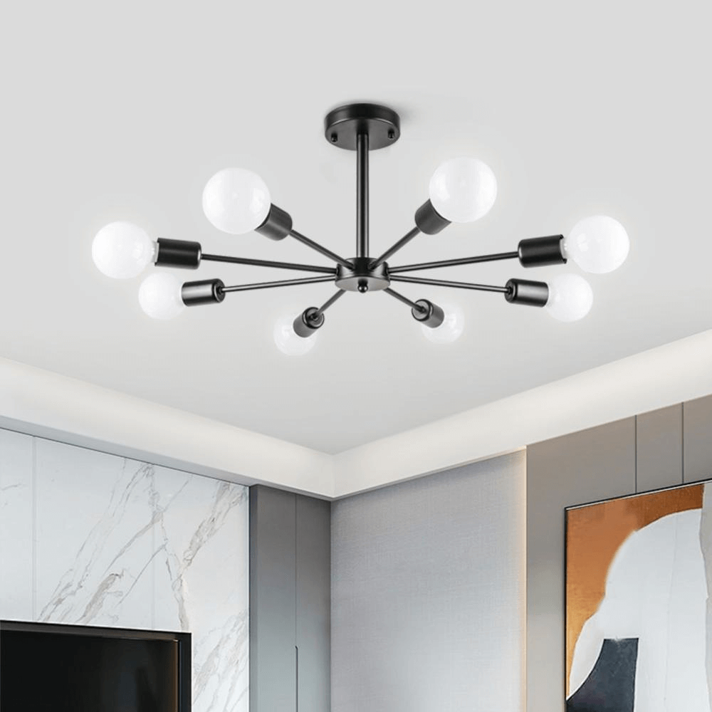 8 - Light Sputnik Chandelier Semi - flush Ceiling Light - LightfixturesUAE