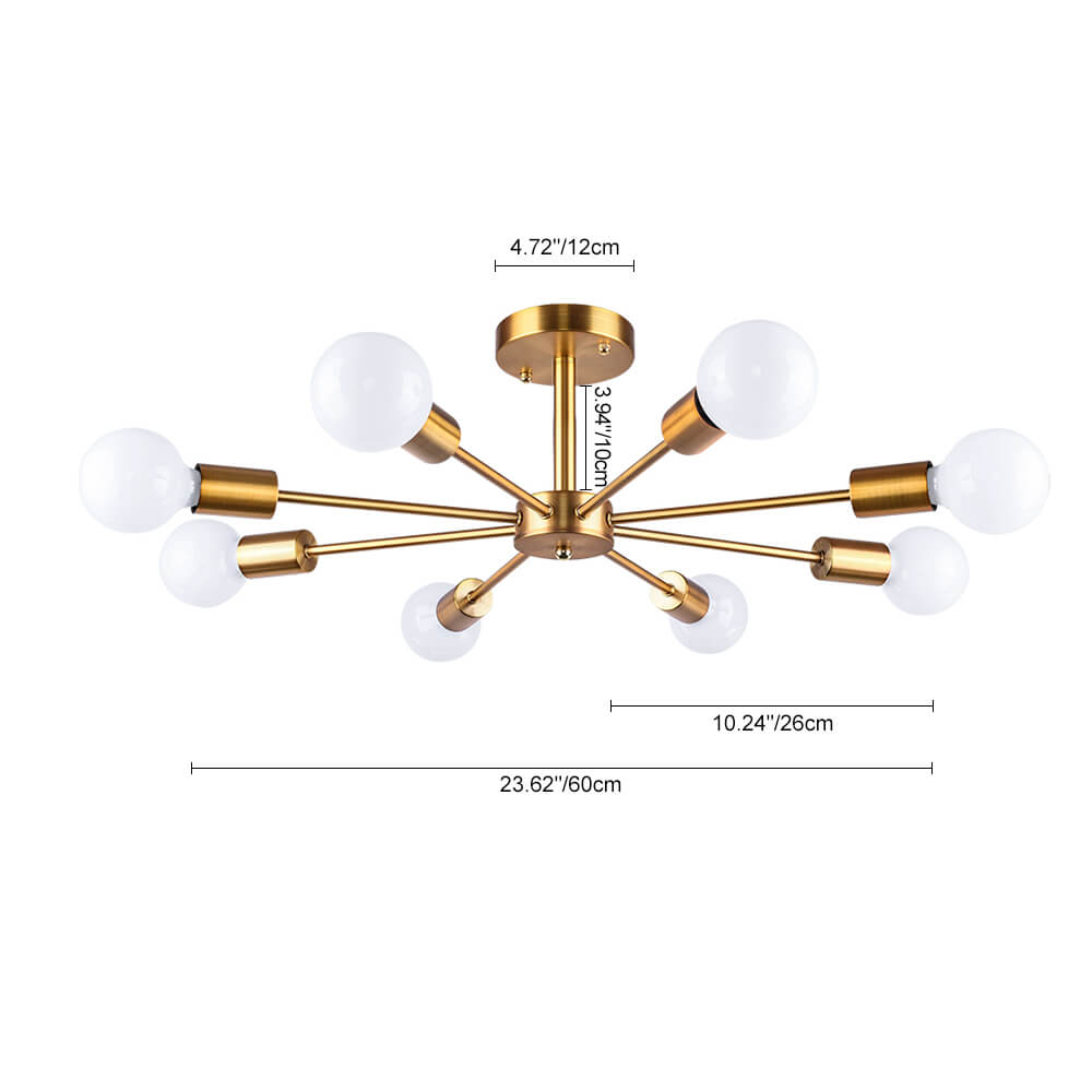 8 - Light Sputnik Chandelier Semi - flush Ceiling Light - LightfixturesUAE