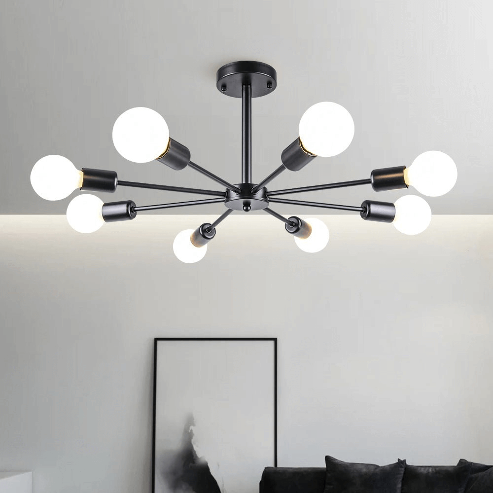 8 - Light Sputnik Chandelier Semi - flush Ceiling Light - LightfixturesUAE