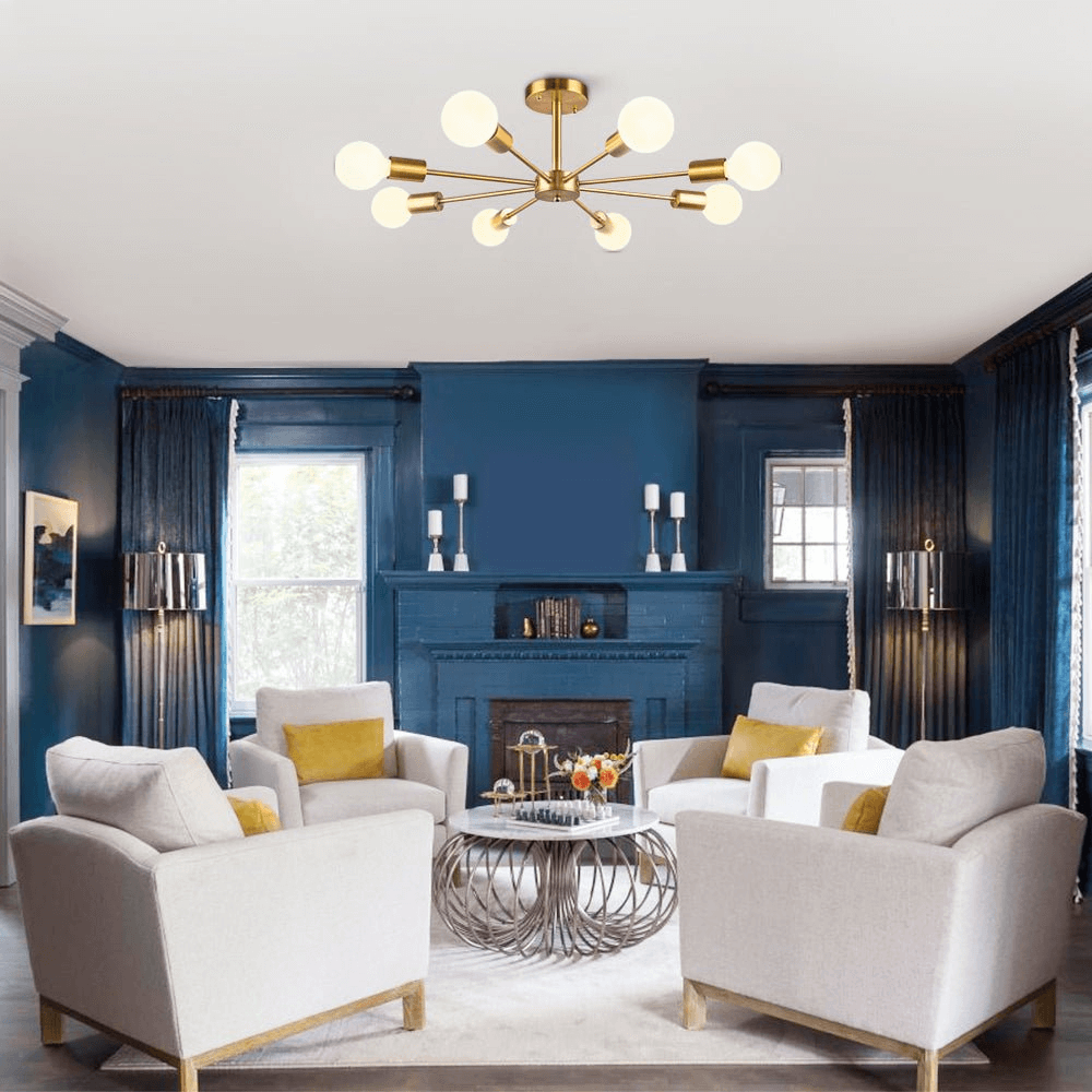 8 - Light Sputnik Chandelier Semi - flush Ceiling Light - LightfixturesUAE