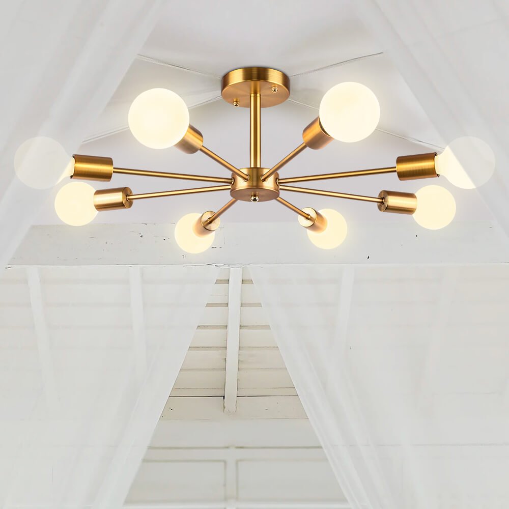 8 - Light Sputnik Chandelier Semi - flush Ceiling Light - LightfixturesUAE