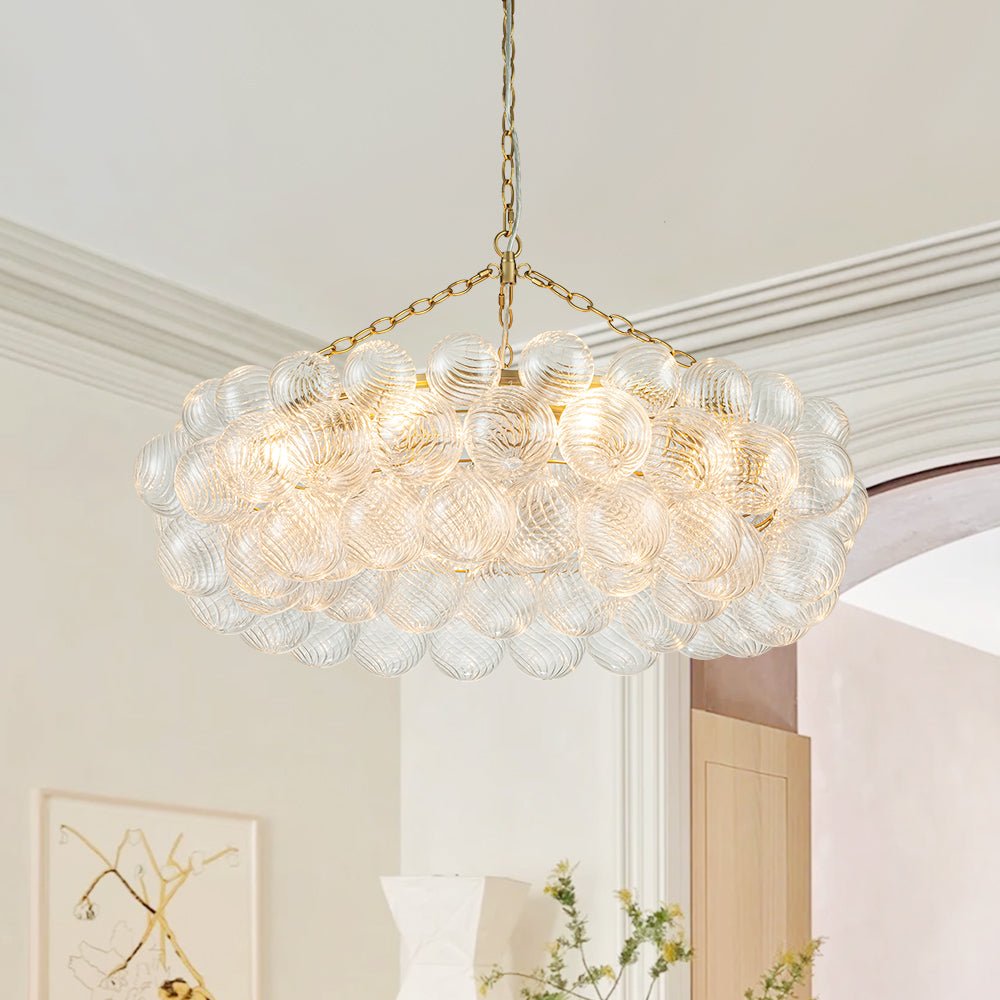 8/12 - Light Modern Cluster Ribbed Glass Bubble Chandelier - LightfixturesUAE