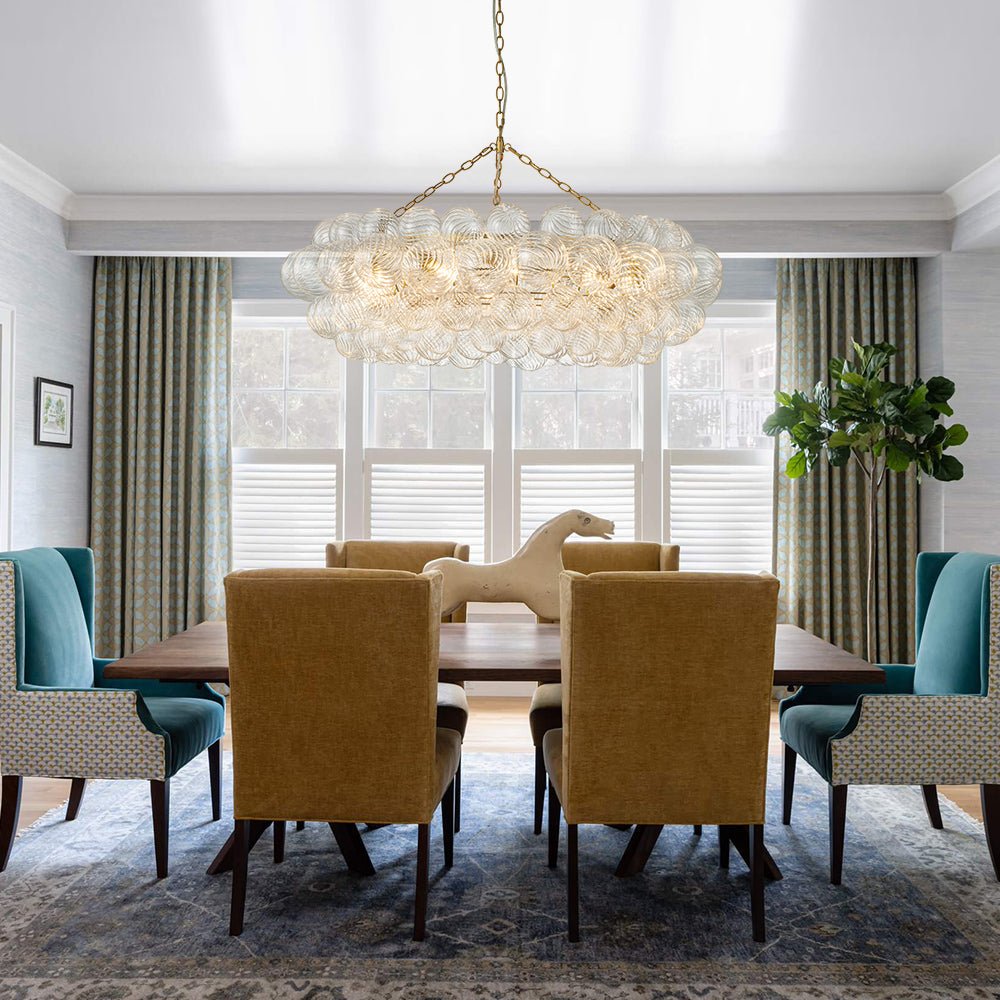 8/12 - Light Modern Cluster Ribbed Glass Bubble Chandelier - LightfixturesUAE