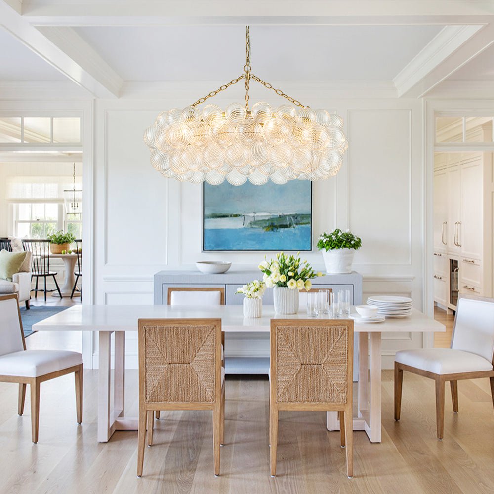 8/12 - Light Modern Cluster Ribbed Glass Bubble Chandelier - LightfixturesUAE