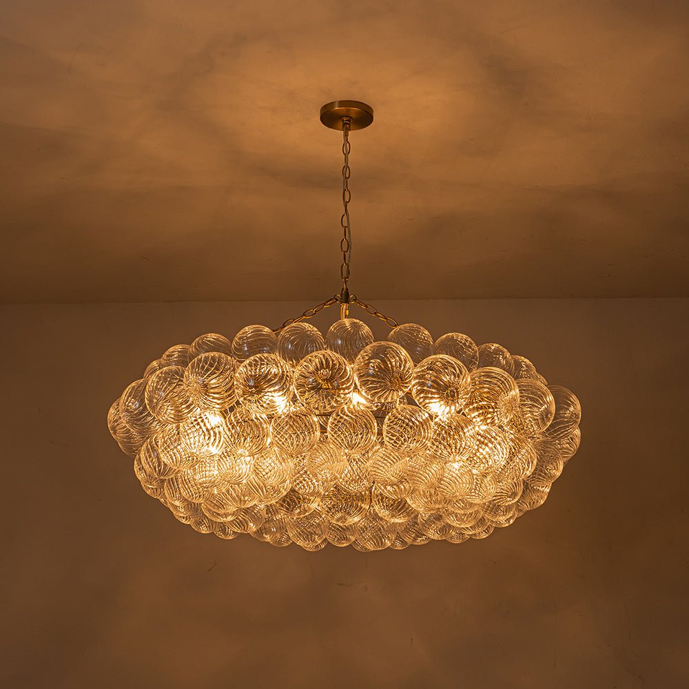 8/12 - Light Modern Cluster Ribbed Glass Bubble Chandelier - LightfixturesUAE