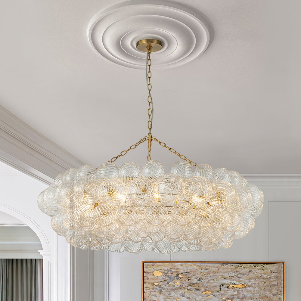 8/12 - Light Modern Cluster Ribbed Glass Bubble Chandelier - LightfixturesUAE