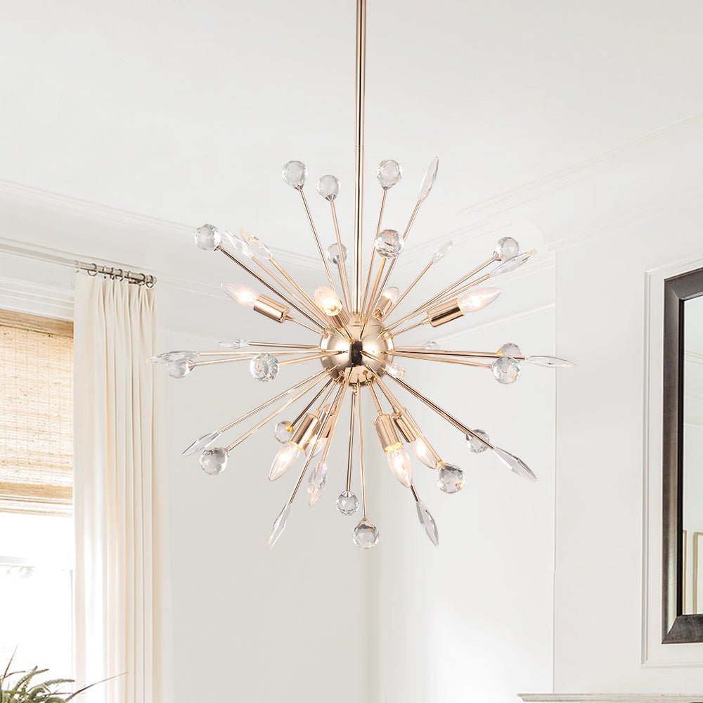8/9 - Light Modern Crystal Sunburst Sputnik Chandelier - LightfixturesUAE