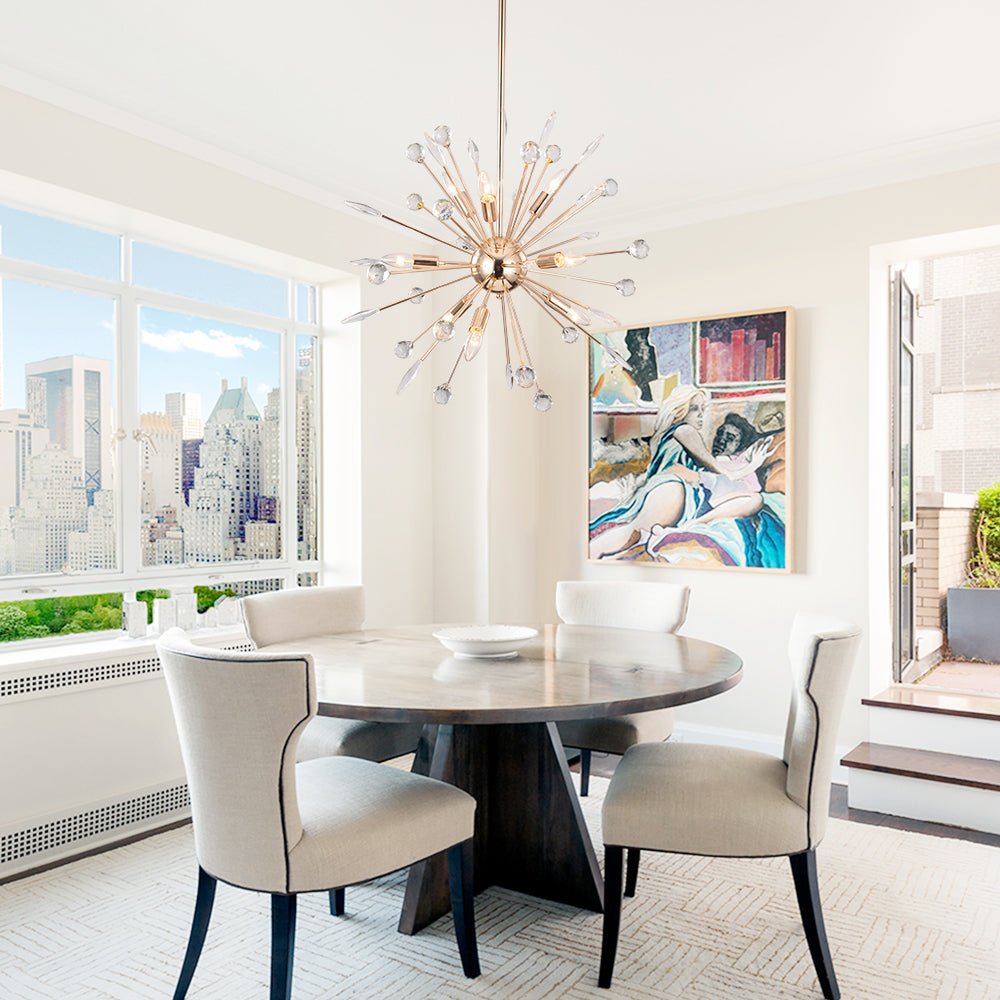 8/9 - Light Modern Crystal Sunburst Sputnik Chandelier - LightfixturesUAE