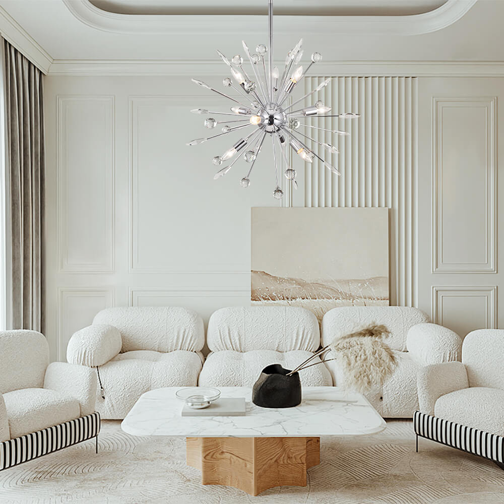 8/9 - Light Modern Crystal Sunburst Sputnik Chandelier - LightfixturesUAE