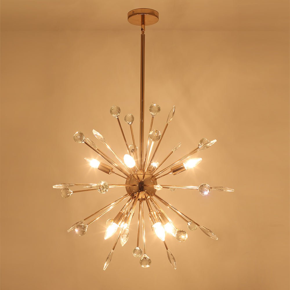 8/9 - Light Modern Crystal Sunburst Sputnik Chandelier - LightfixturesUAE