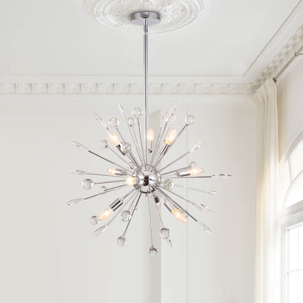 8/9 - Light Modern Crystal Sunburst Sputnik Chandelier - LightfixturesUAE