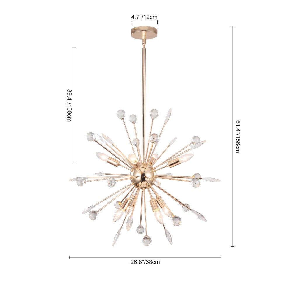 8/9 - Light Modern Crystal Sunburst Sputnik Chandelier - LightfixturesUAE