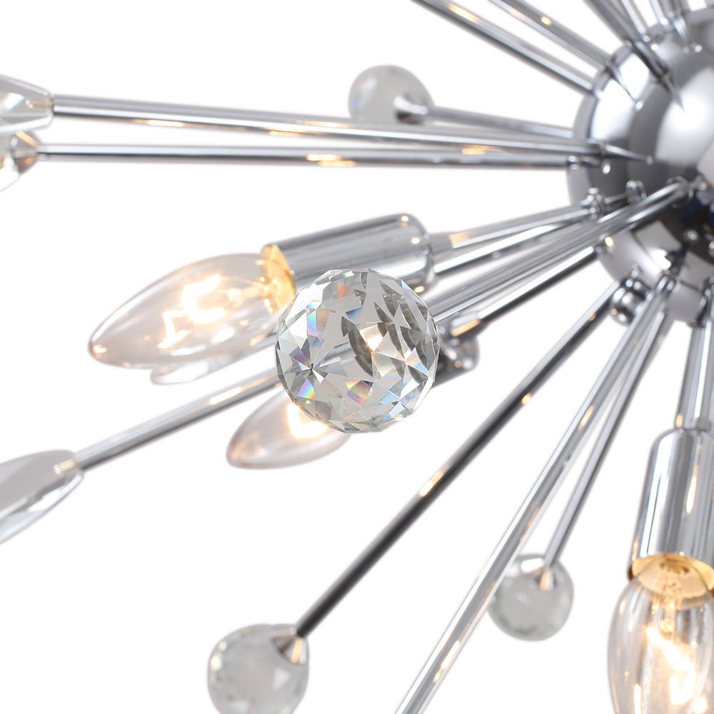 8/9 - Light Modern Crystal Sunburst Sputnik Chandelier - LightfixturesUAE