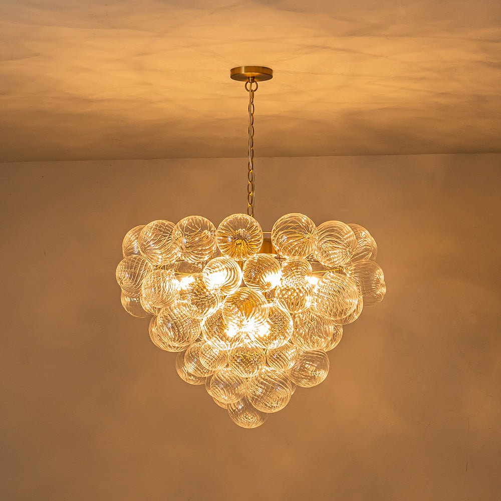 9 - Light Modern Cluster Grape Ribbed Glass Chandelier - LightfixturesUAE