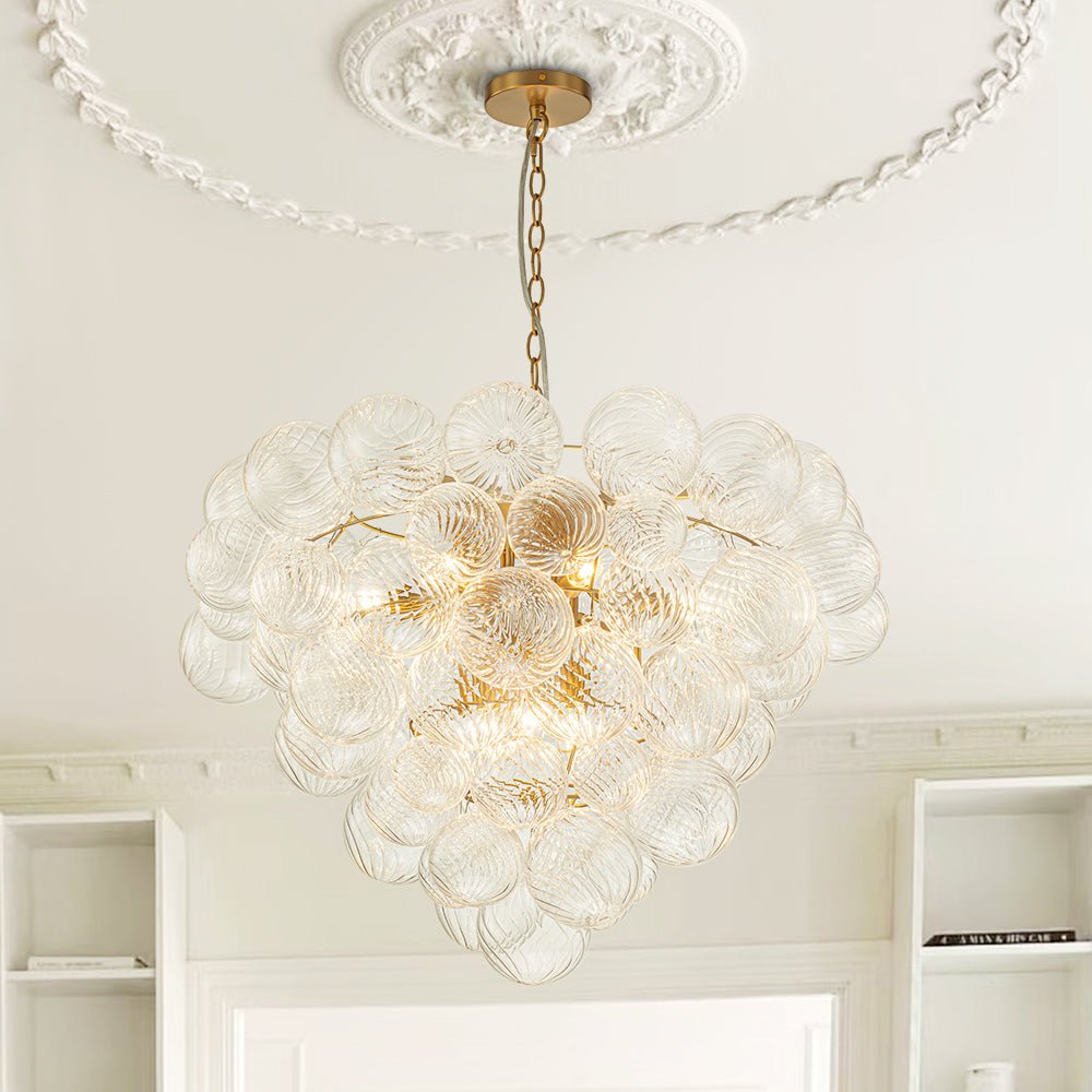 9 - Light Modern Cluster Grape Ribbed Glass Chandelier - LightfixturesUAE