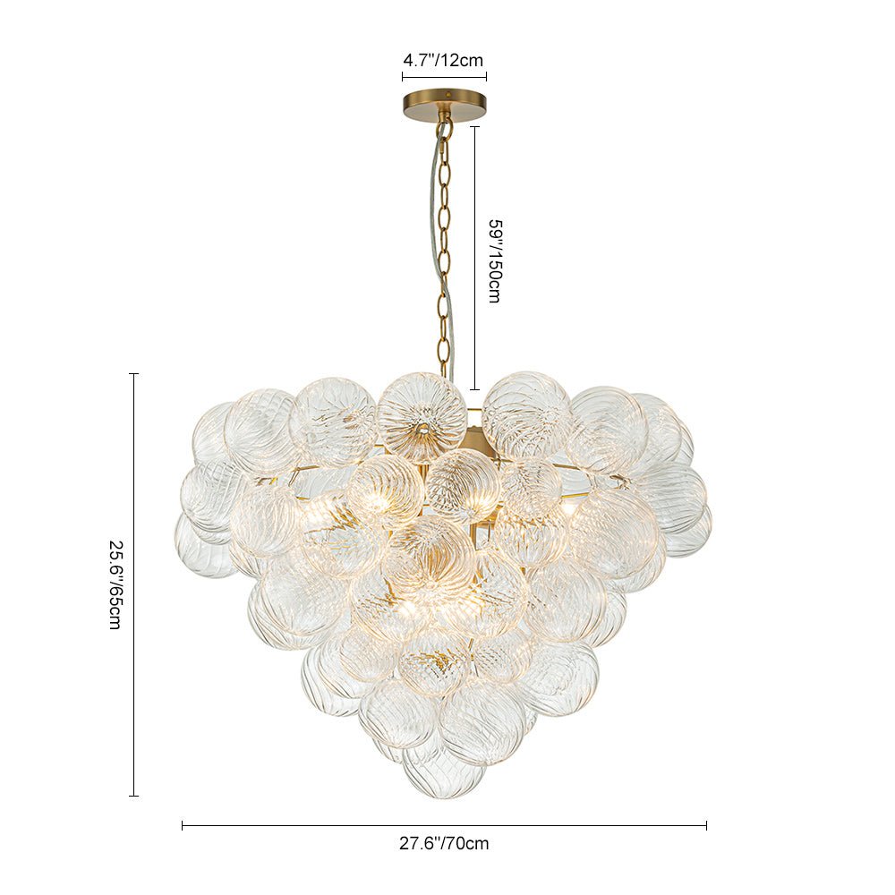 9 - Light Modern Cluster Grape Ribbed Glass Chandelier - LightfixturesUAE