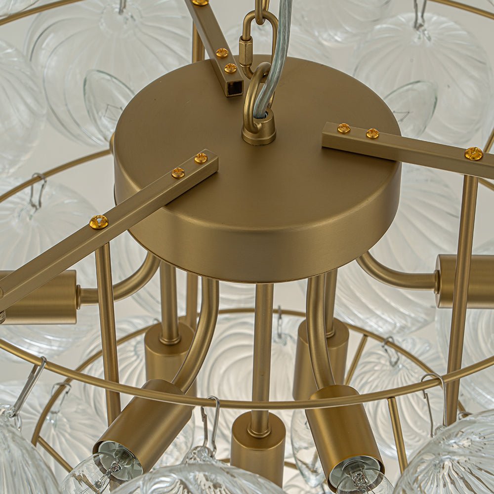 9 - Light Modern Cluster Grape Ribbed Glass Chandelier - LightfixturesUAE
