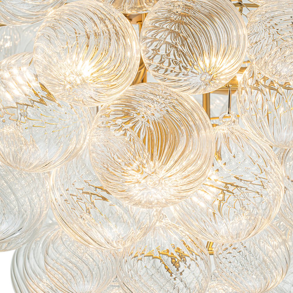 9 - Light Modern Cluster Grape Ribbed Glass Chandelier - LightfixturesUAE