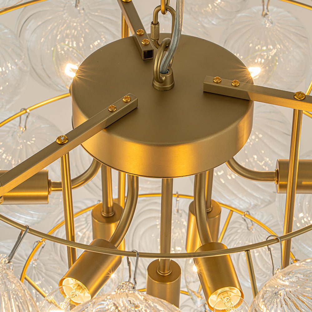 9 - Light Modern Cluster Grape Ribbed Glass Chandelier - LightfixturesUAE