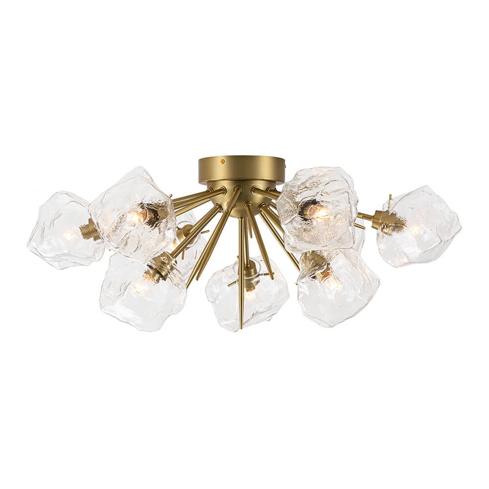 9 - Light Modern Ice Glass Semi Flush Mount Ceiling Light - LightfixturesUAE