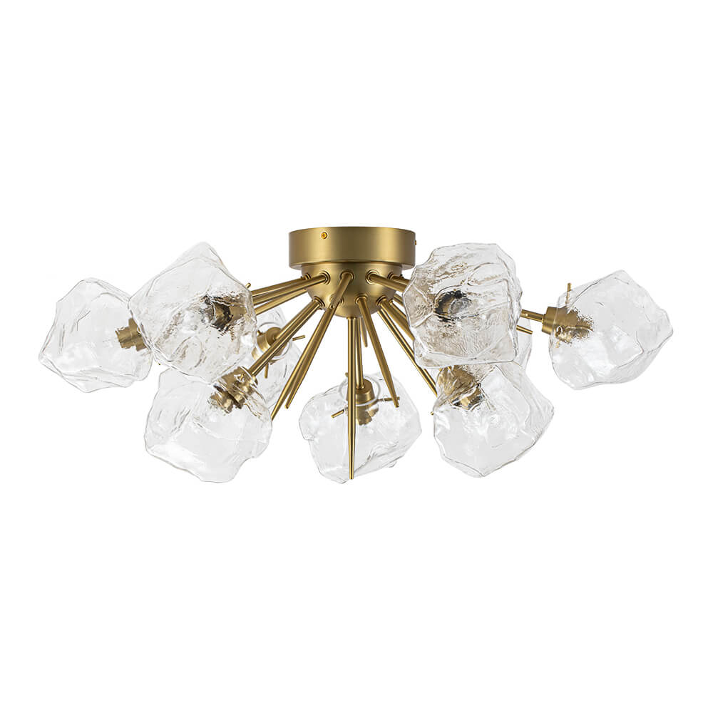9 - Light Modern Ice Glass Semi Flush Mount Ceiling Light - LightfixturesUAE