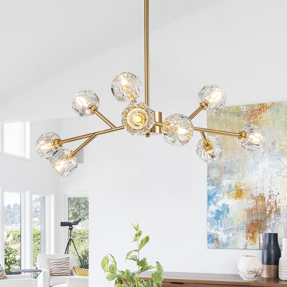 9/15 - Light Mid - century Branching Sputnik Crystal Chandelier - LightfixturesUAE