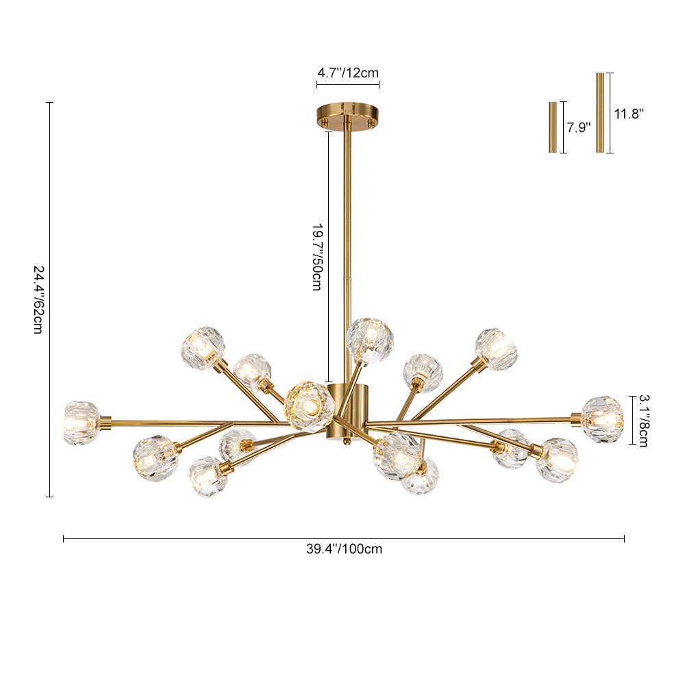 9/15 - Light Mid - century Branching Sputnik Crystal Chandelier - LightfixturesUAE
