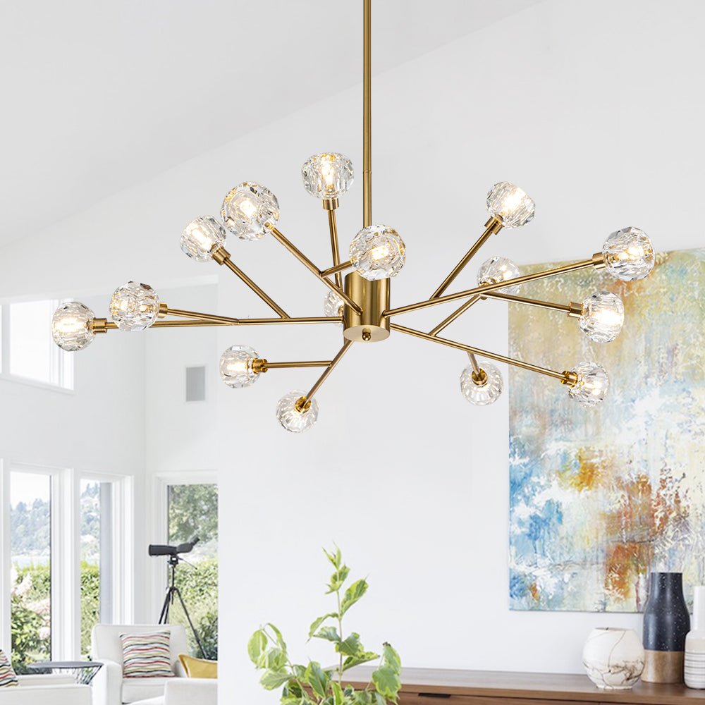9/15 - Light Mid - century Branching Sputnik Crystal Chandelier - LightfixturesUAE