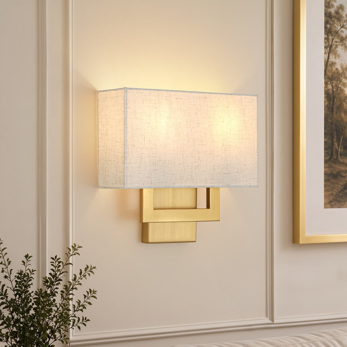 Antique Brass 2-Light Rectangle Linen Cage Wall Sconce