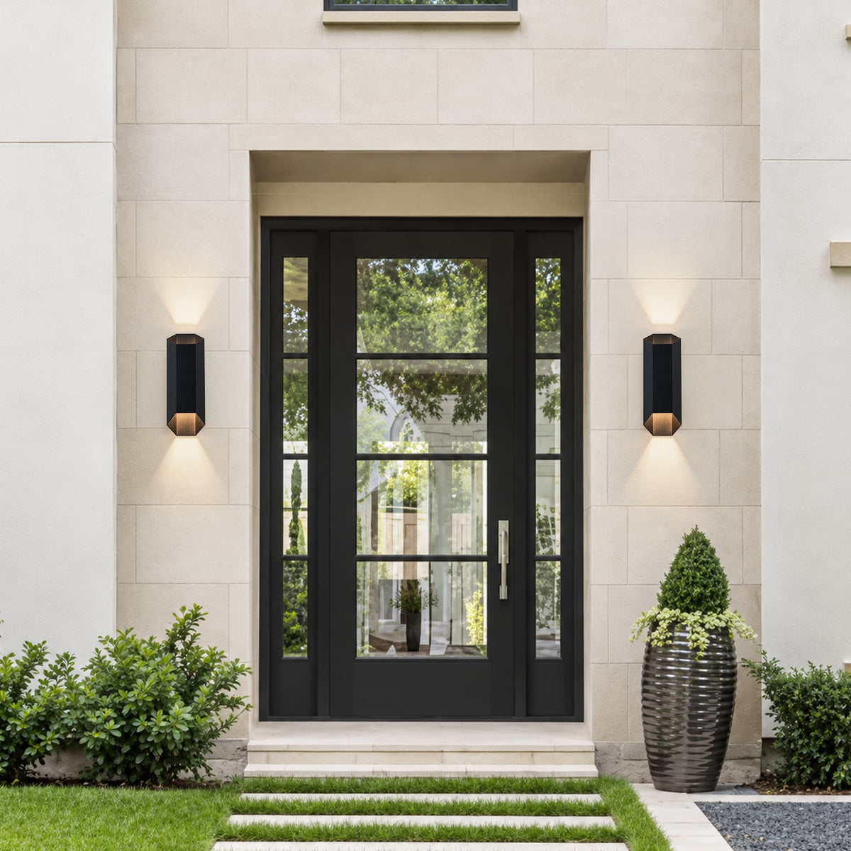 IP54 Modern Black Geometric Up and Down LED Outdoor Wall Light