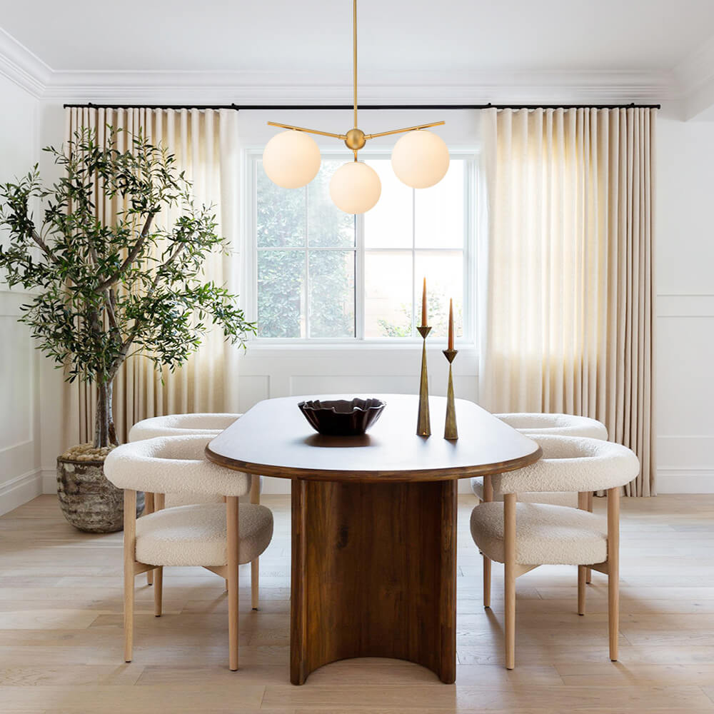 3/6-Light Mid-Century Modern Milky White Glass Globe Sputnik Chandelier