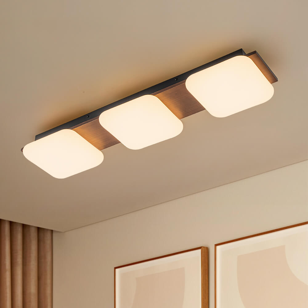 Dimmable LED 3-Light Minimalist Wood Style Linear Ceiling Light