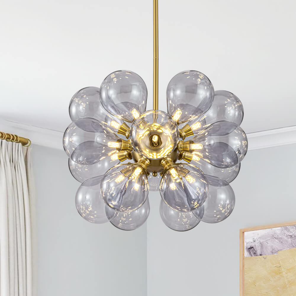 Modern 18-Light Glass Bubble Cluster Chandelier