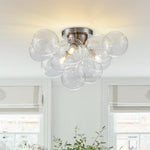 Modern Cluster Glass Bubble Semi Flush Mount Ceiling Chandelier - LightfixturesUAE